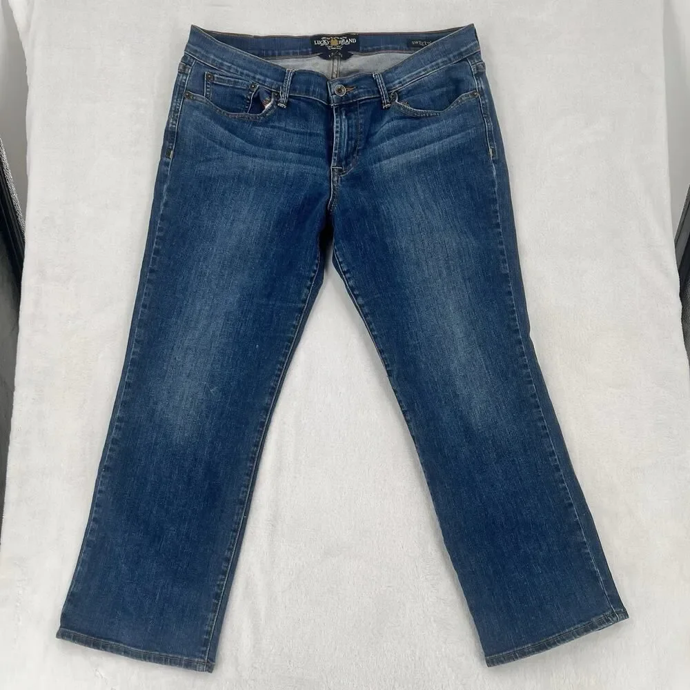 Lucky Brand Jeans Women's 12/31 Sweet' N Crop Blue Denim Stretch Flap Pockets